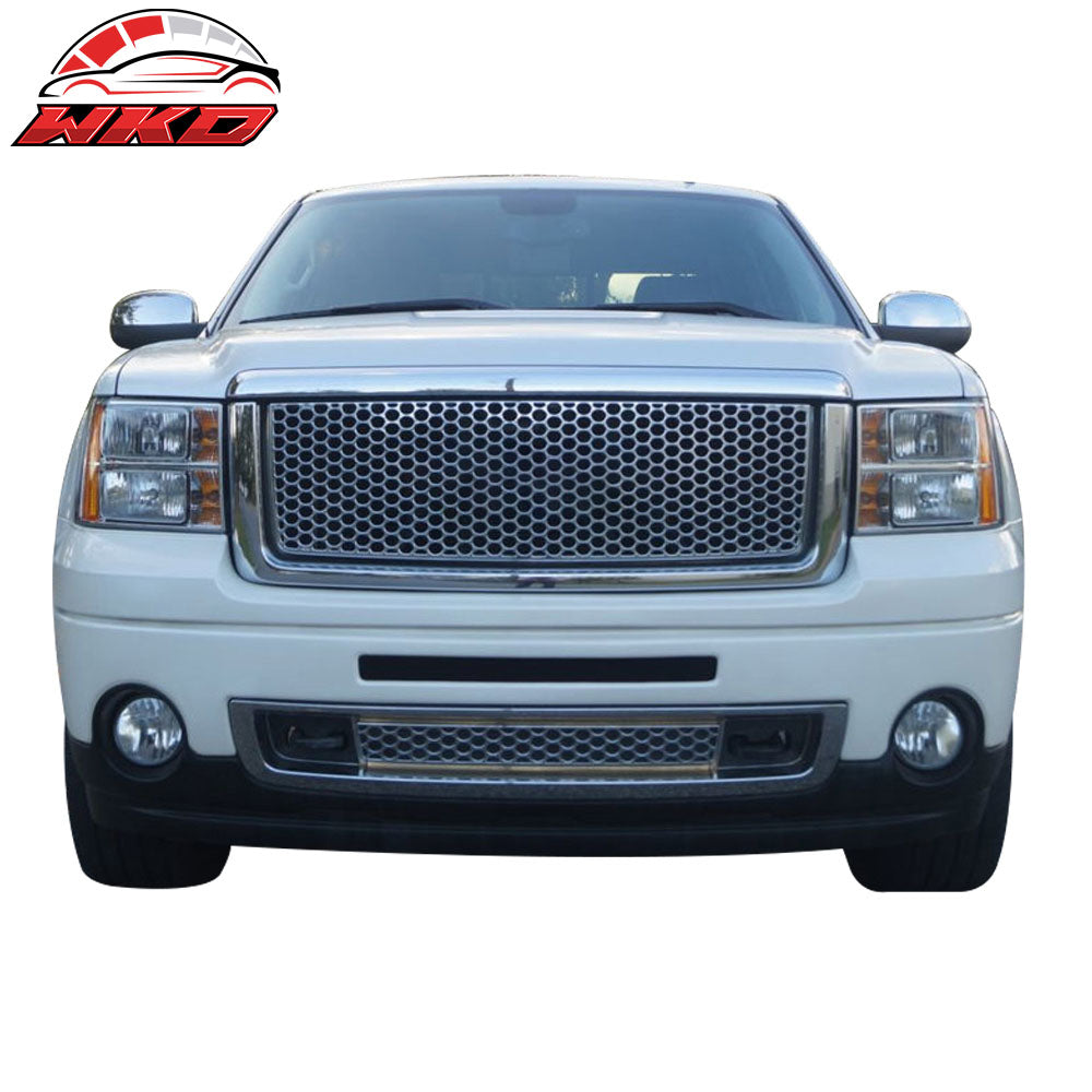 Fits 07-13 GMC Sierra 1500 Front Upper Bumper Hood Grille Grill + Molding ABS