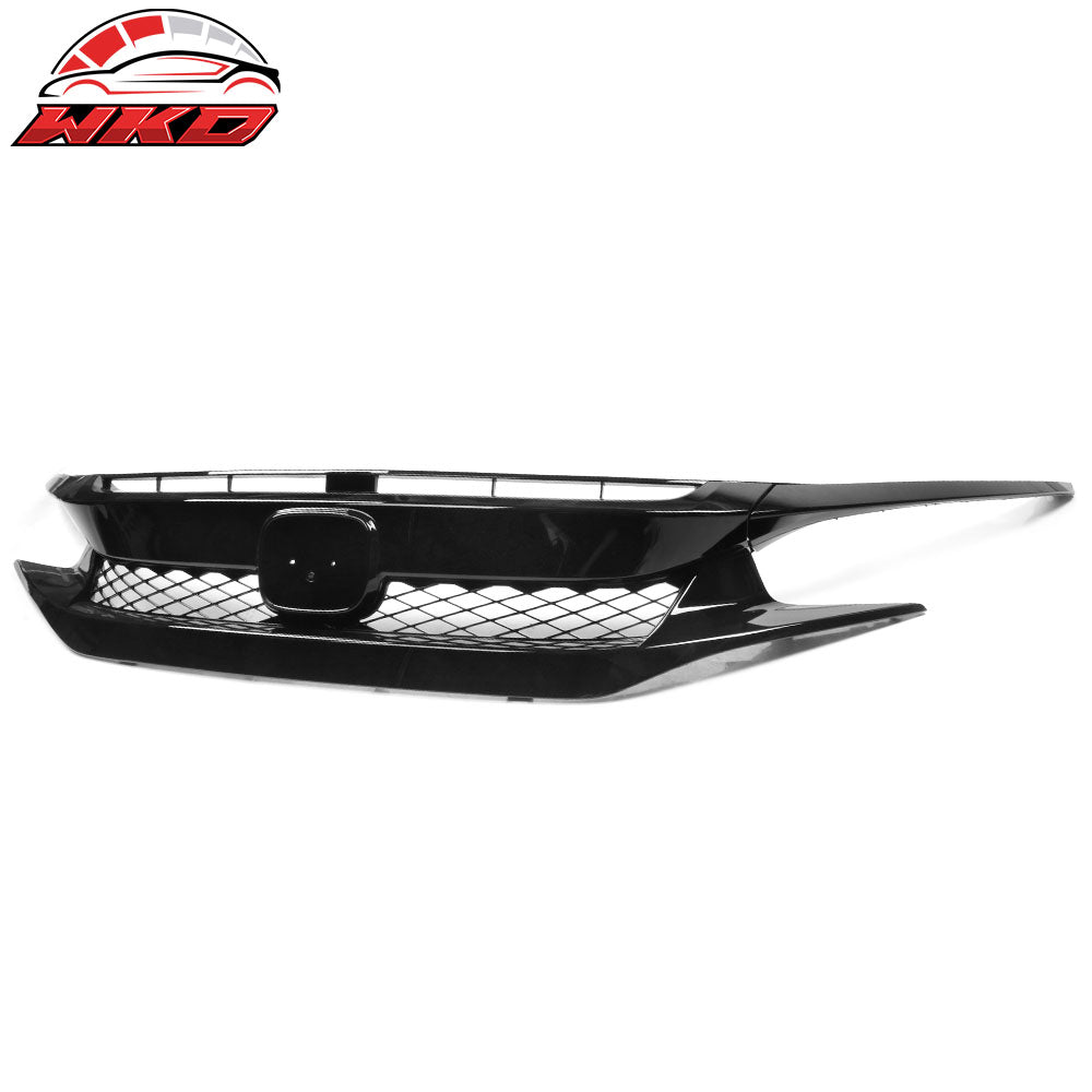Fits 19-21 Honda Civic T-R Style Gloss Black Front Grille W/ 2PC Eyebrows