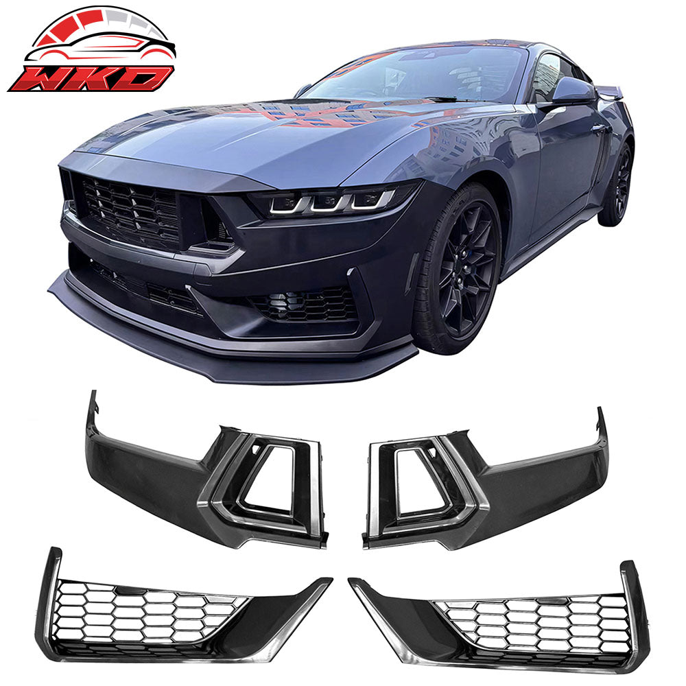 Fits 24-26 Ford Mustang Dark Horse Front Bumper Upper Lower Insert Grille Covers