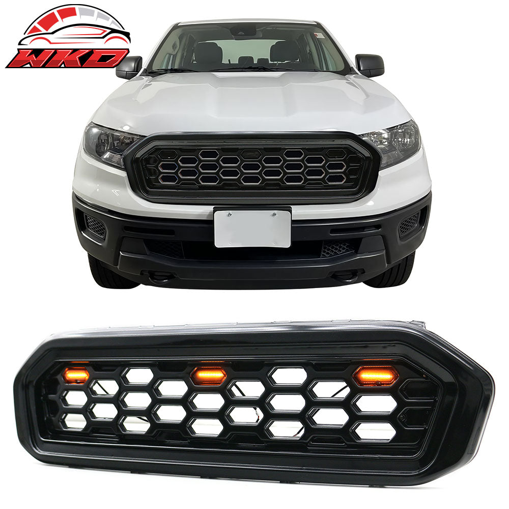 Fits 19-23 Ford Ranger XL/XLT/Lariat Front Upper LED Grille Assembly Smoke Lens