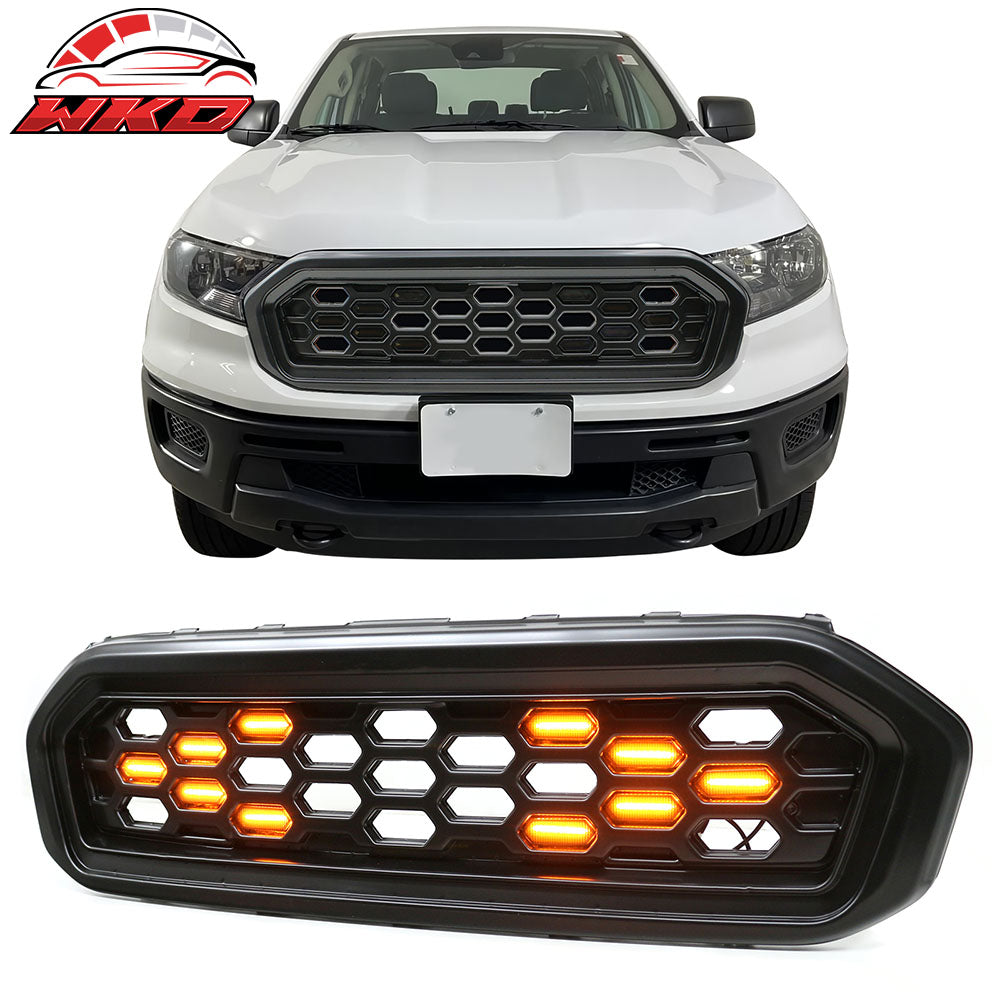 Fits 19-23 Ford Ranger XL/XLT/Lariat Upper LED Grille Smoke Lens Arrow Signal