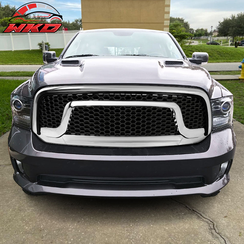Fits 13-24 Dodge Ram 1500 & Classic Rebel Style Front Upper Grille Chrome ABS