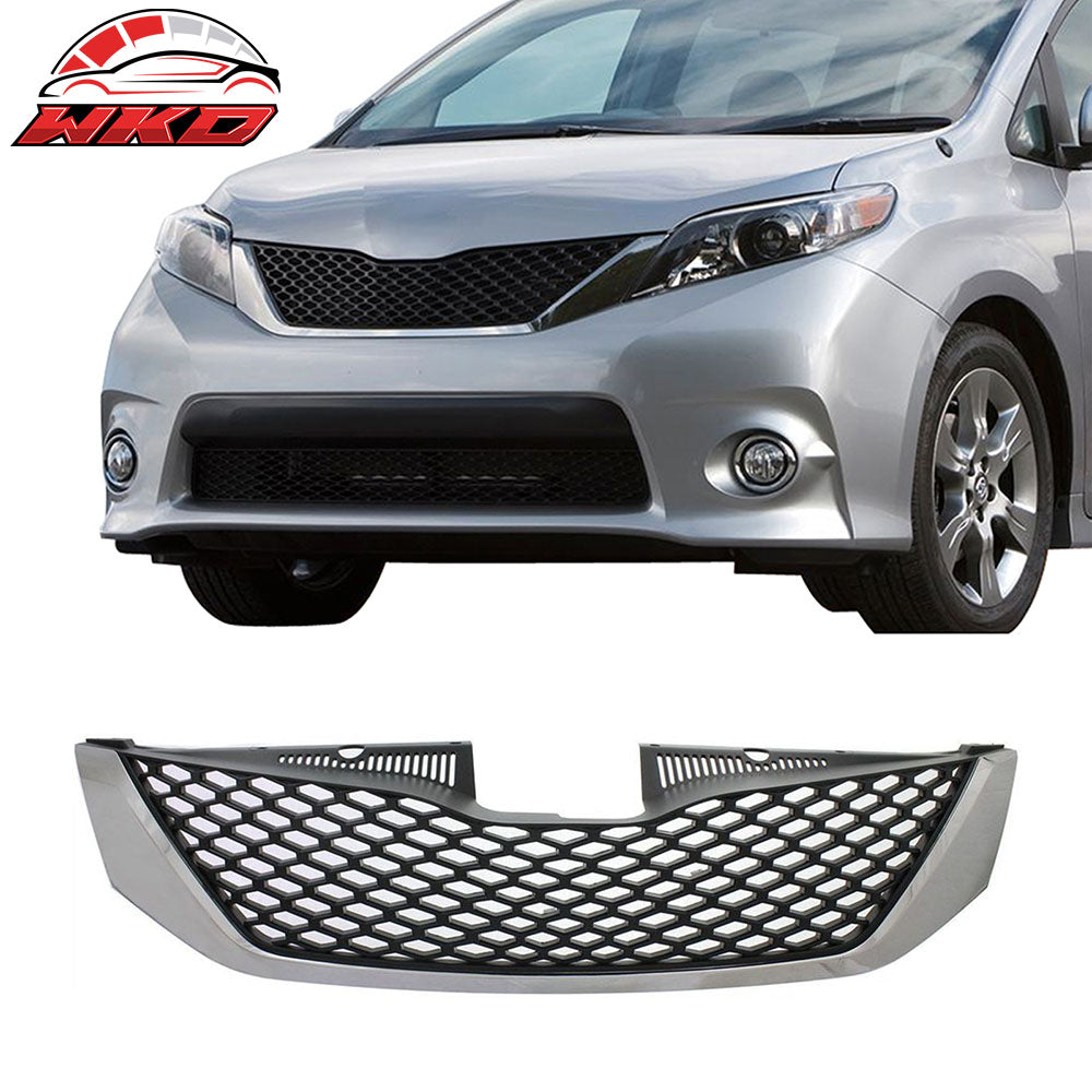 Fits 11-17 Toyota Sienna SE Style Front Upper Mesh Grill Chrome Black