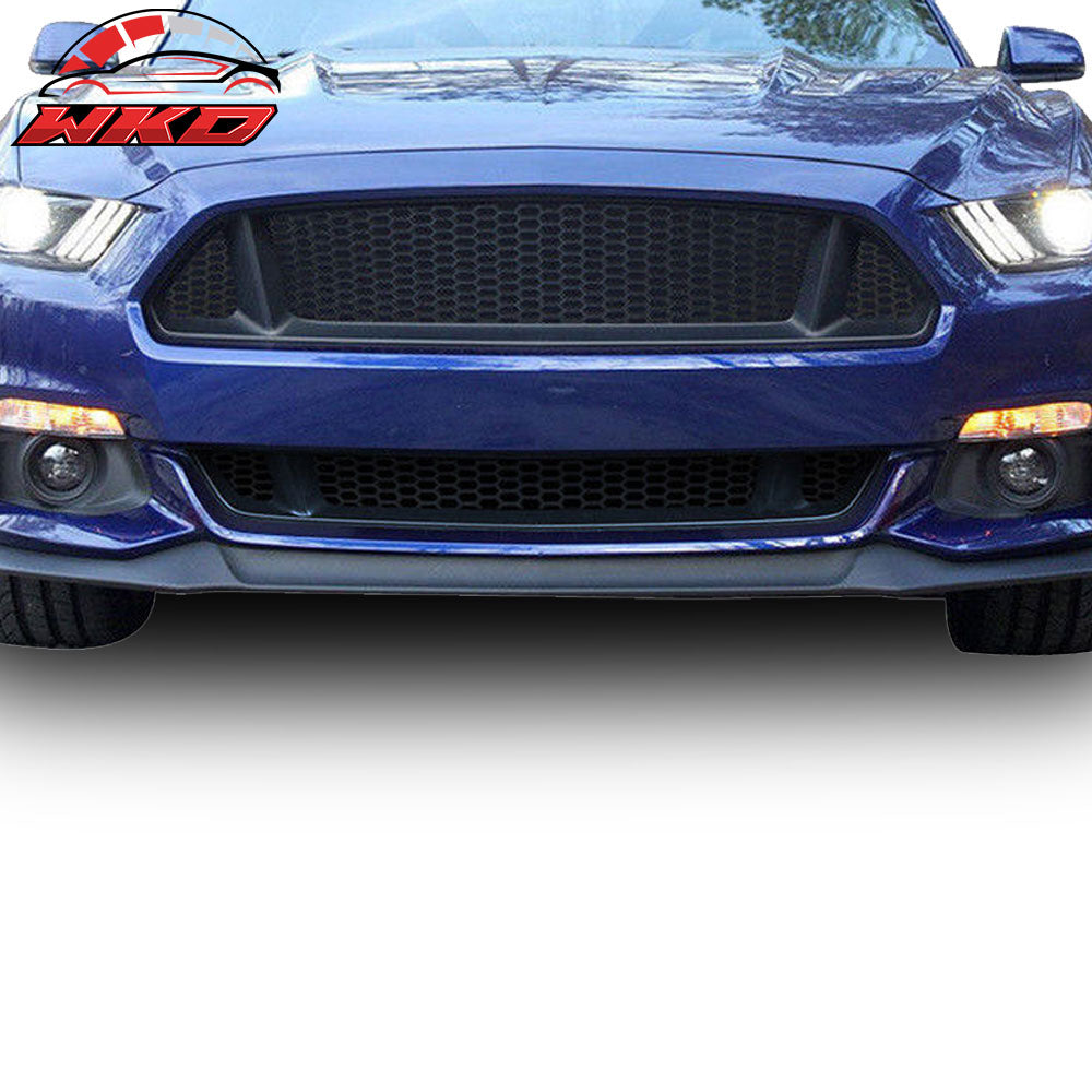 Fits 15-17 Ford Mustang IKON Style PP Front Bumper Upper Mesh Grille Unpainted