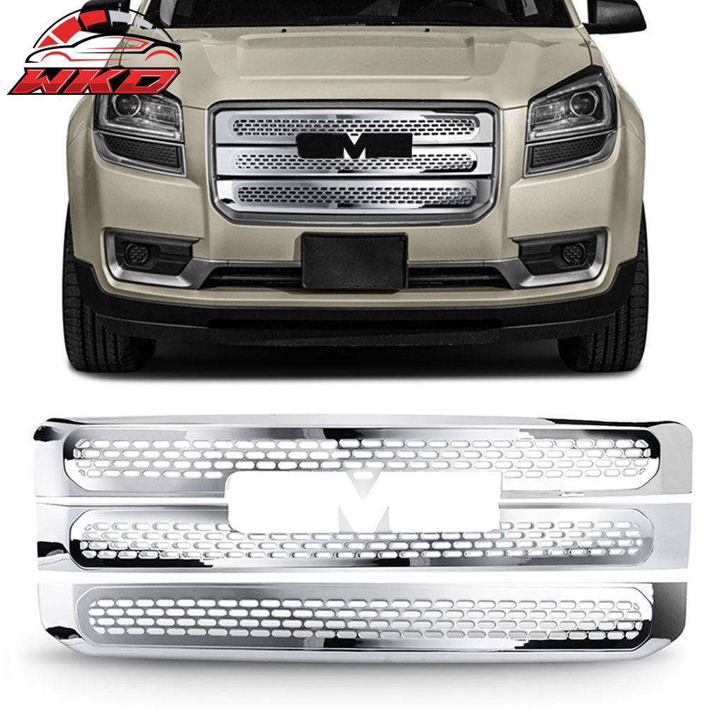 Fits 13-16 GMC Acadia Tape On Grille Overlay 3 Bar Front Grill Cover Chrome