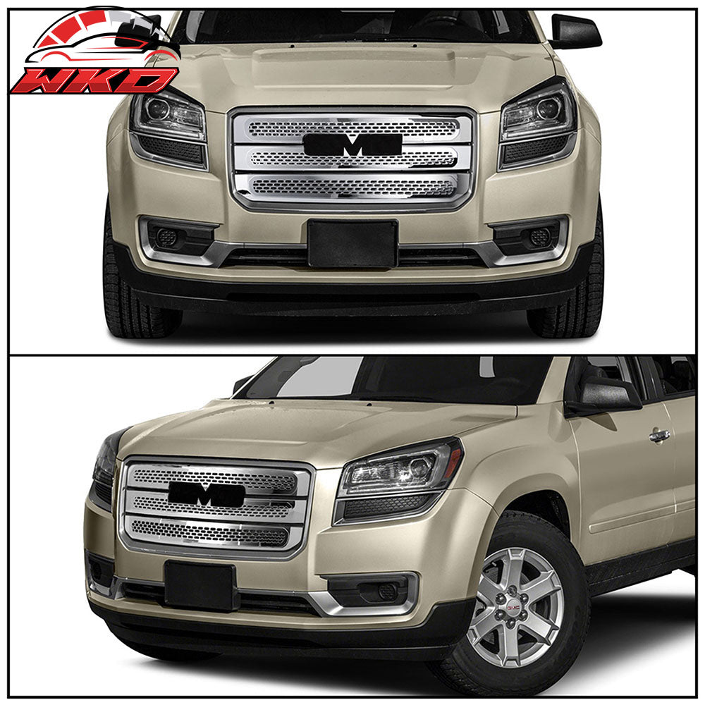 Fits 13-16 GMC Acadia Tape On Grille Overlay 3 Bar Front Grill Cover Chrome