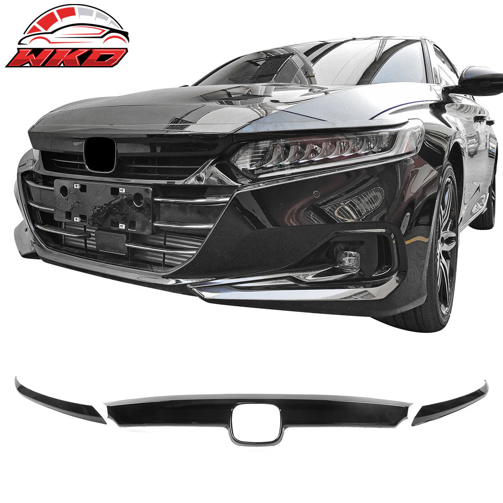 Fits 21-22 Honda Accord OE Style Front Hood Bonnet Grille Trim Gloss Black 3PCS
