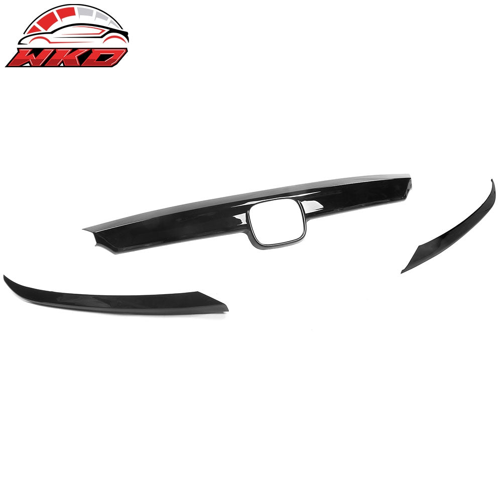 Fits 21-22 Honda Accord OE Style Front Hood Bonnet Grille Trim Gloss Black 3PCS