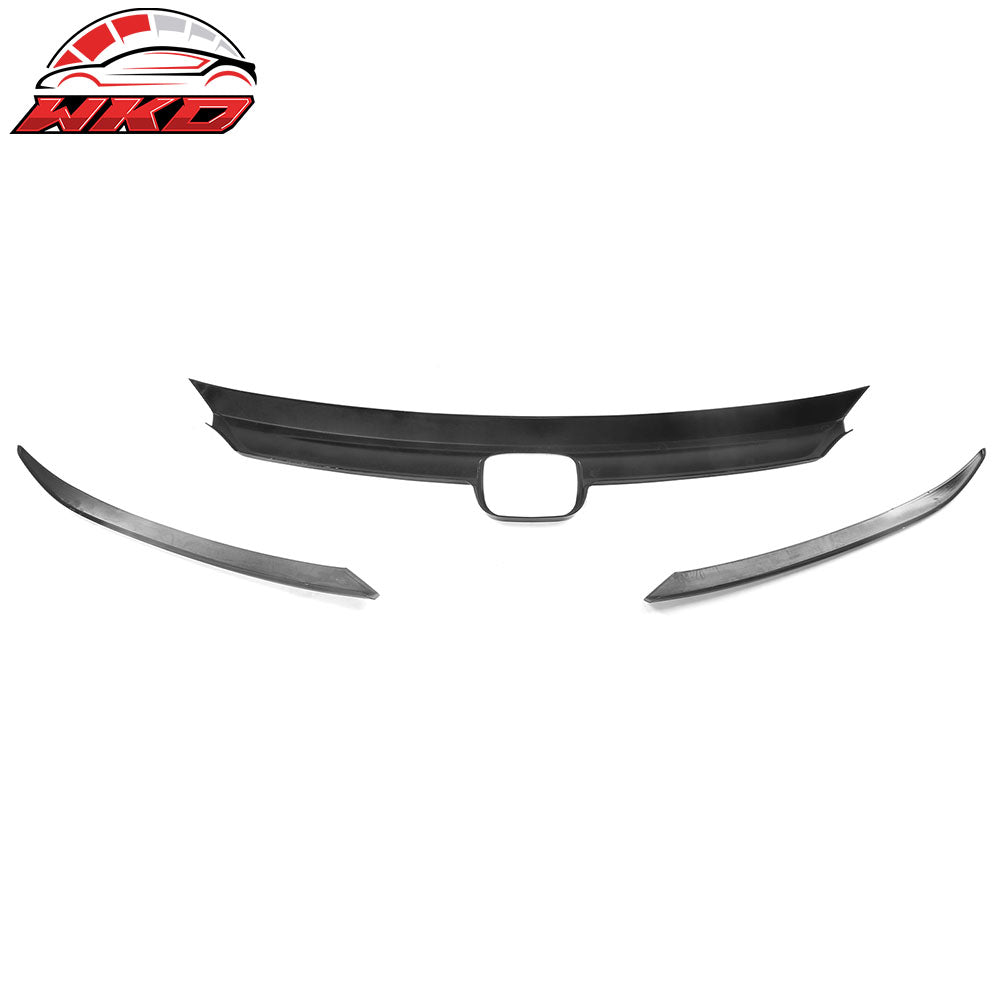 Fits 21-22 Honda Accord OE Style Front Hood Bonnet Grille Trim Gloss Black 3PCS