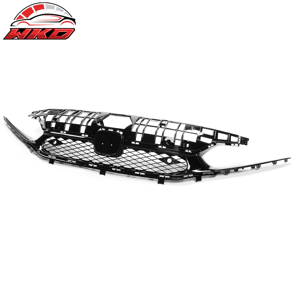 Fits 22-24 Honda Civic Base Sedan Rock Style Front Upper Grille Gloss Black ABS