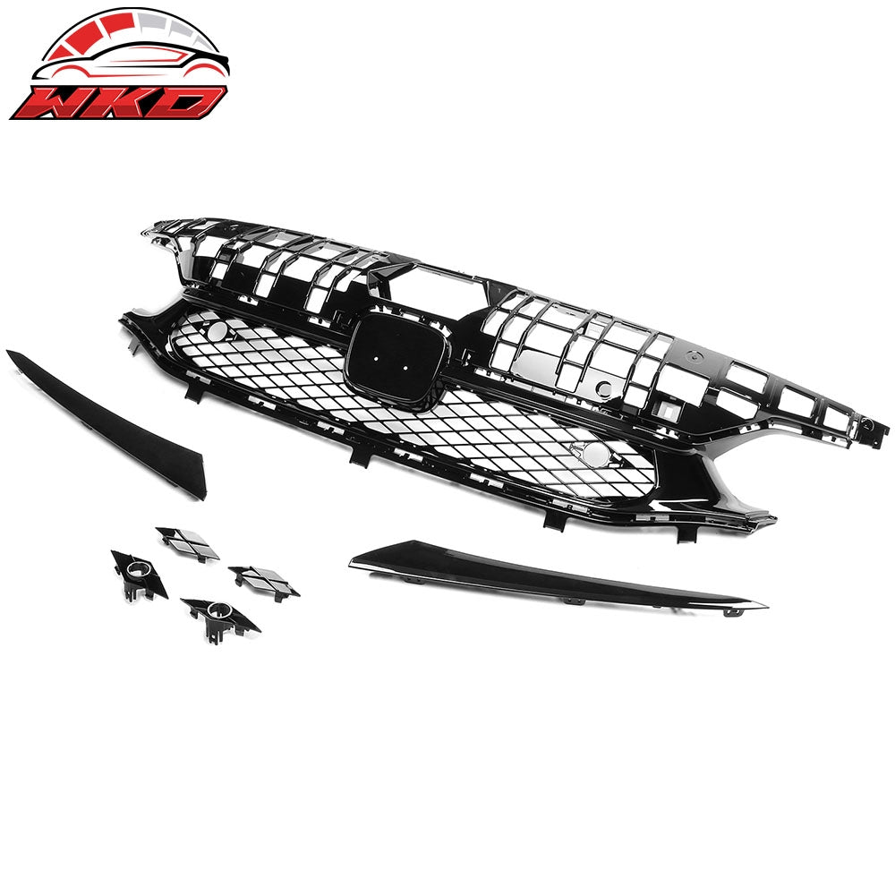 Fits 22-24 Honda Civic Base Sedan Rock Style Front Upper Grille Gloss Black ABS