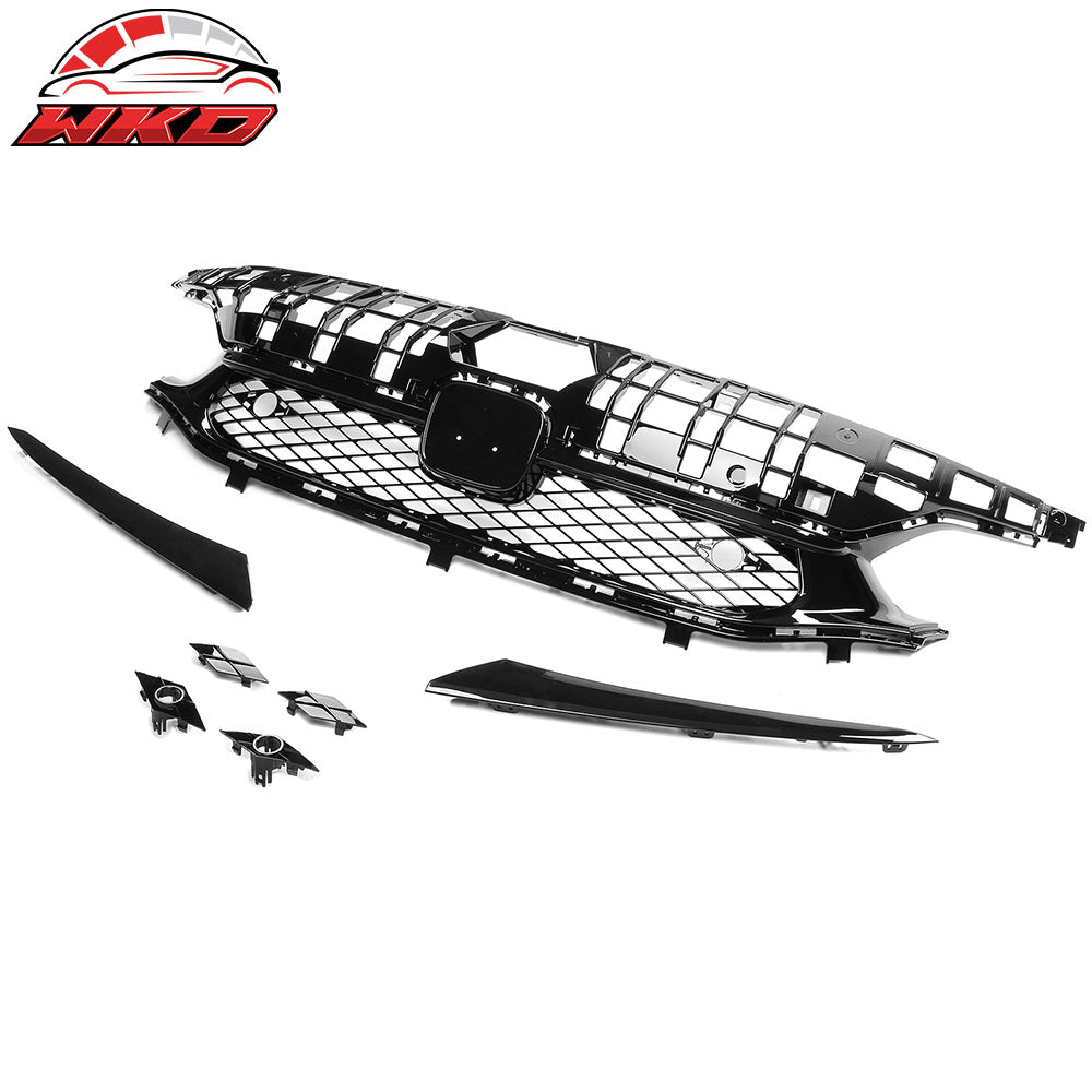 Fits 22-24 Honda Civic Base Sedan Rock Style Front Upper Grille Gloss Black ABS