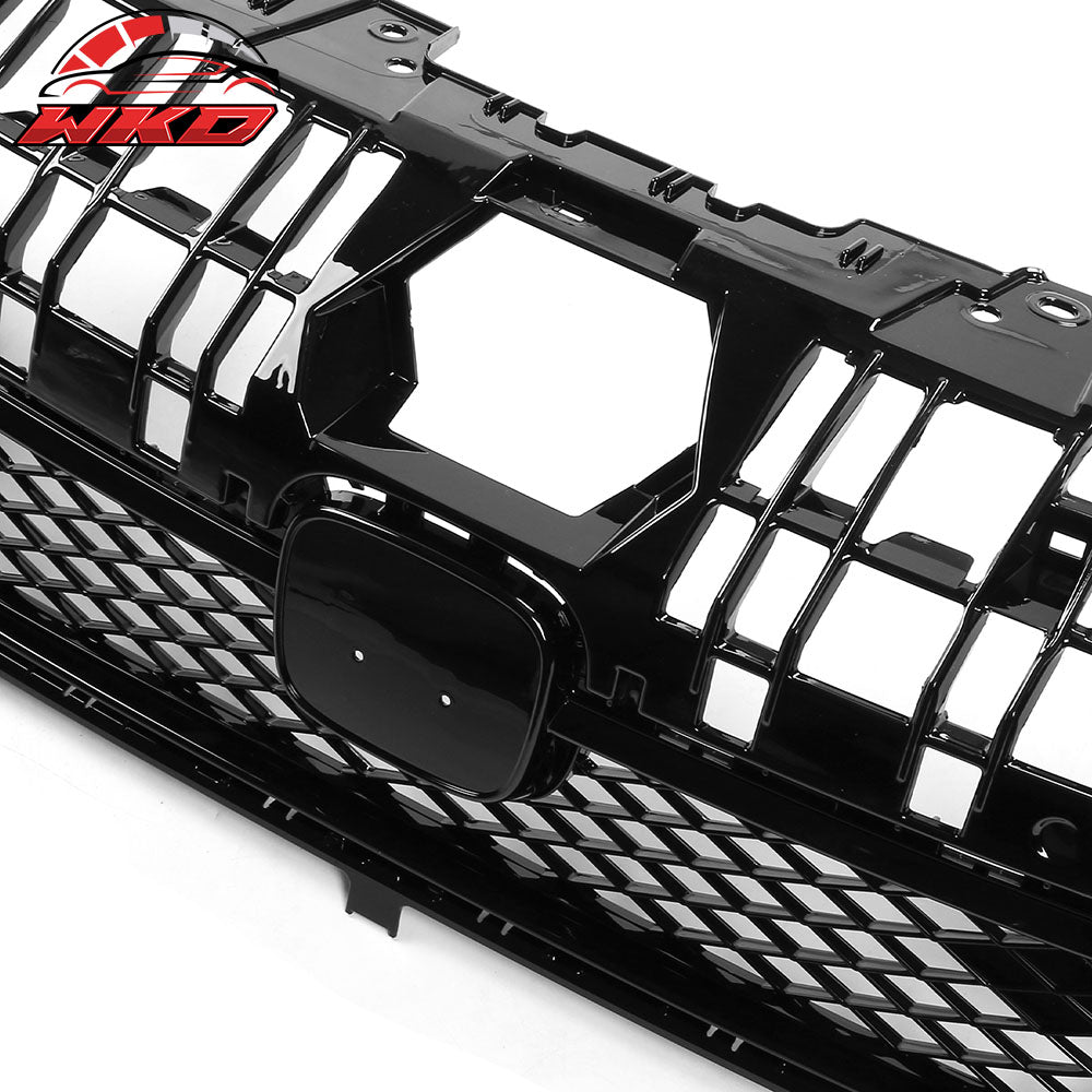 Fits 22-24 Honda Civic Base Sedan Rock Style Front Upper Grille Gloss Black ABS