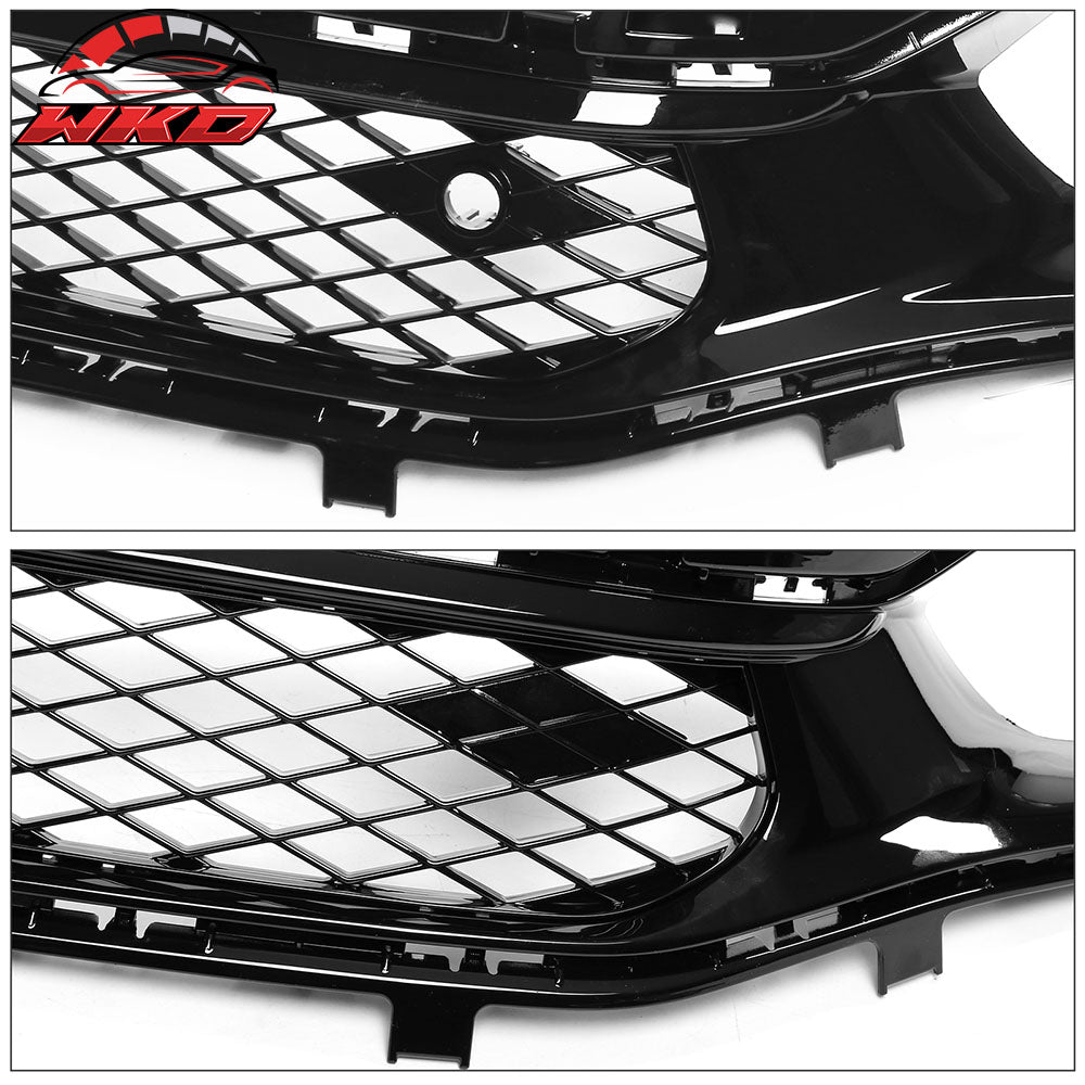 Fits 22-24 Honda Civic Base Sedan Rock Style Front Upper Grille Gloss Black ABS