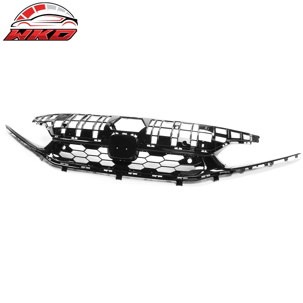 Fits 22-24 Honda Civic Sedan Gloss Black Si Style Upper Mesh Grille Grill ABS