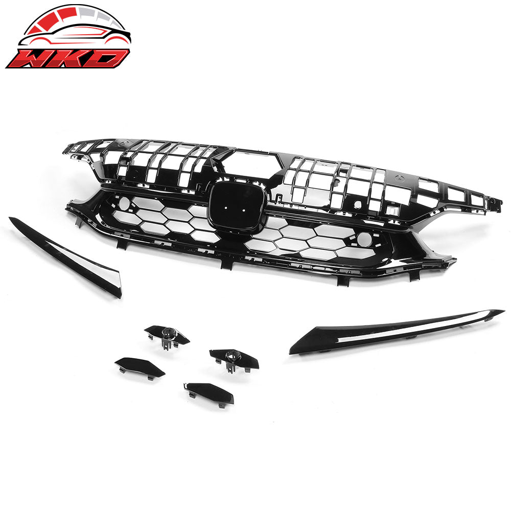Fits 22-24 Honda Civic Sedan Gloss Black Si Style Upper Mesh Grille Grill ABS