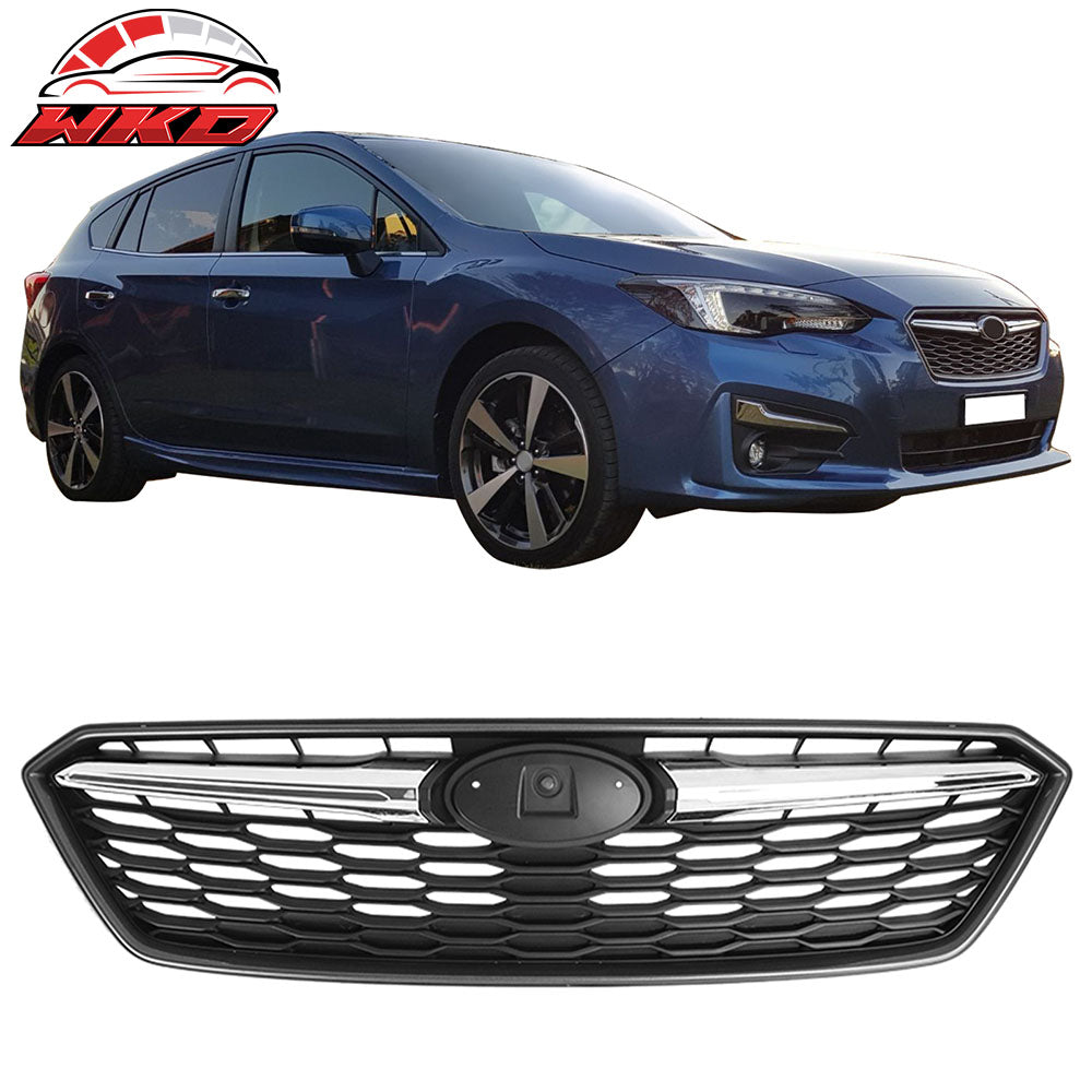 Fits 17-19 Subaru Impreza OE Style Front Bumper Upper Grille ABS Gray W/ Chrome