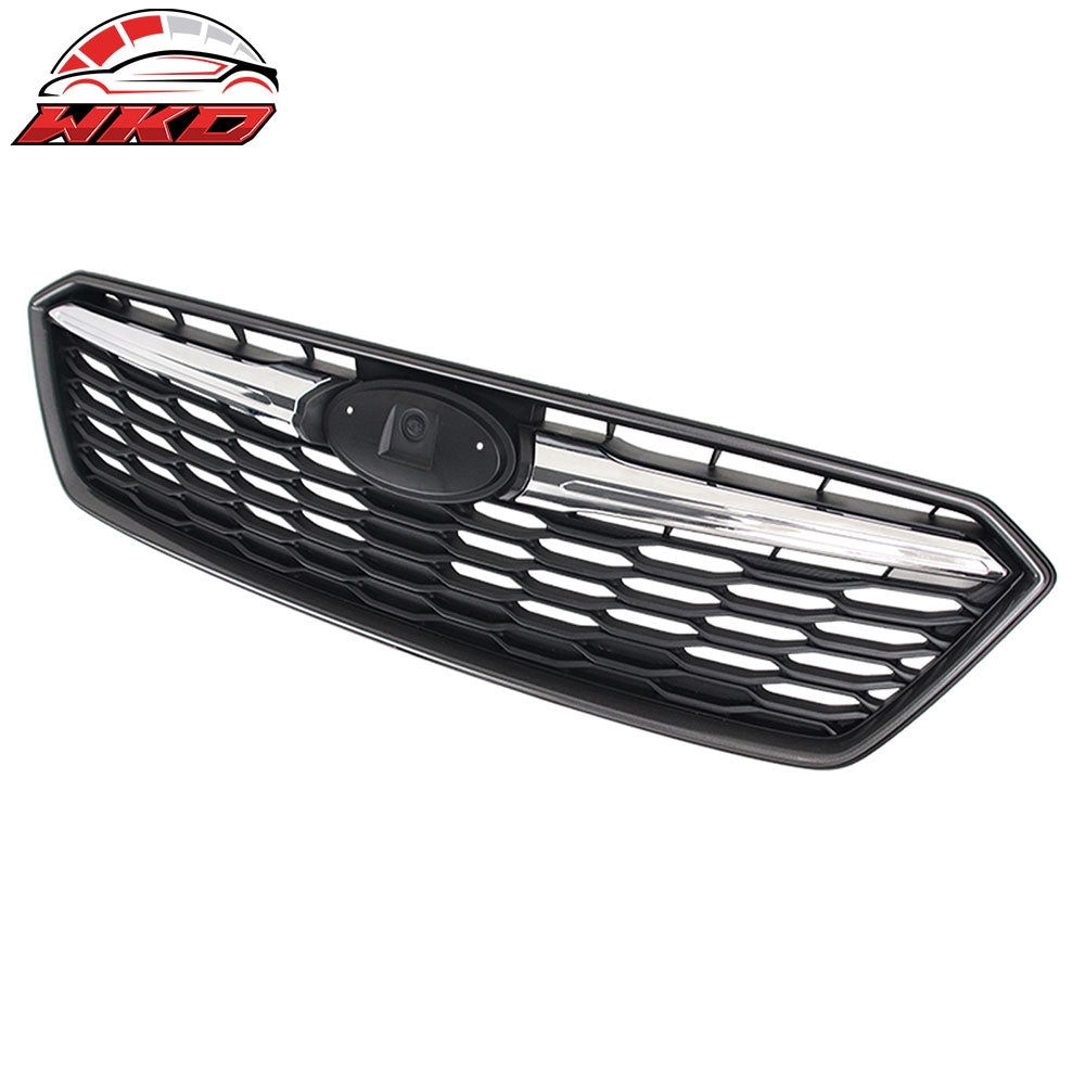 Fits 17-19 Subaru Impreza OE Style Front Bumper Upper Grille ABS Gray W/ Chrome