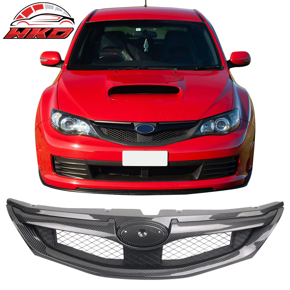 Fits 08-10 Subaru Impreza WRX Hatchback OE Style Front Grille Carbon Fiber Print
