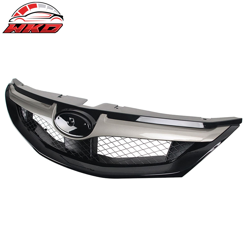 Fits 08-10 Subaru Impreza WRX Hatchback OE Front Grille Gloss Black W/ Silver