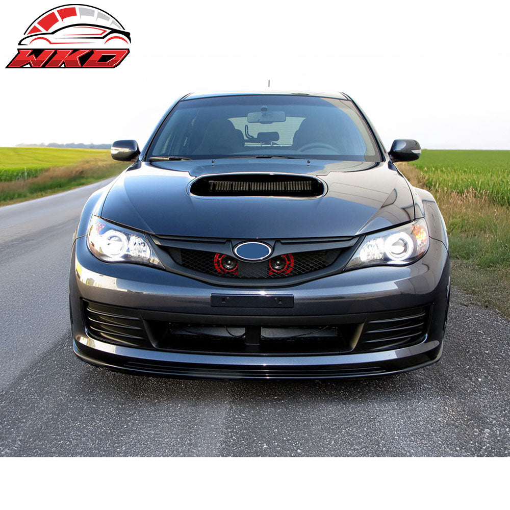 Fits 08-10 Subaru Impreza WRX Hatchback OE Front Grille Gloss Black W/ Silver