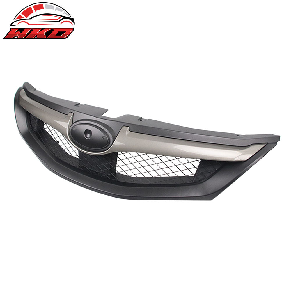 Fits 08-10 Subaru Impreza WRX Hatchback OE Front Grille Matte Black W/ Silver