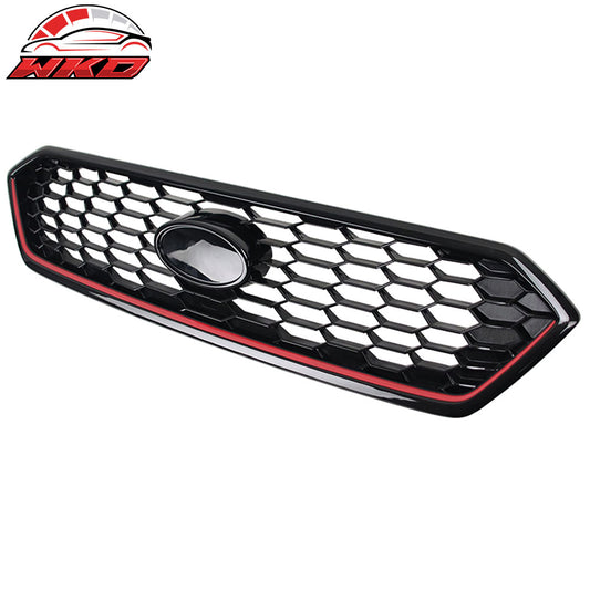 18-21 Subaru WRX STI JDM Style Front Bumper Grille Gloss Black W/ Red ABS | Wholesale