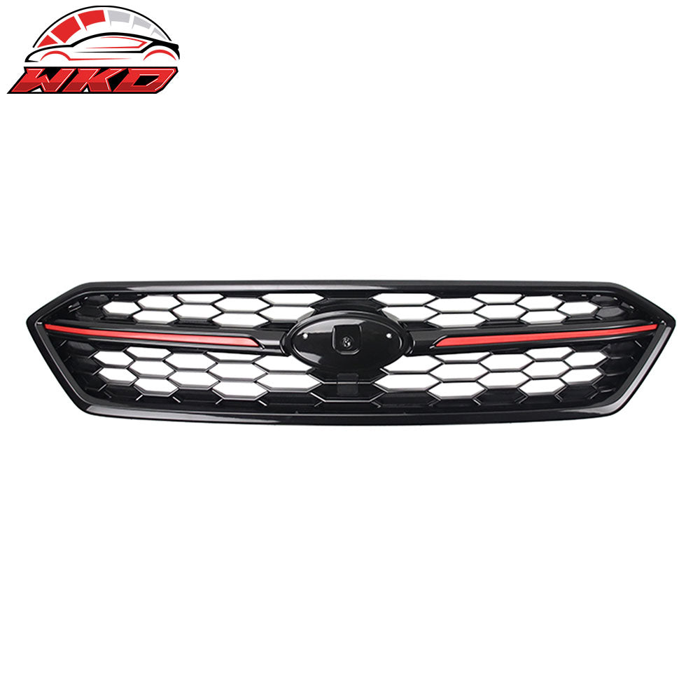 2018-21 Subaru WRX STI Style Front Bumper Upper Grille Gloss Black W/ Red ABS | Wholesale
