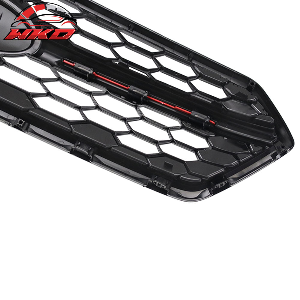 Fits 18-21 Subaru WRX STI Style Front Bumper Upper Grille Gloss Black W/ Red ABS