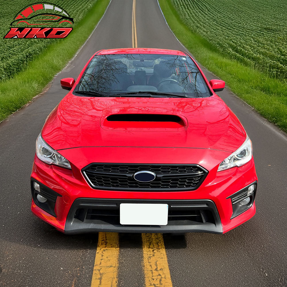 Fits 18-21 Subaru WRX STI Style Front Bumper Upper Grille Gloss Black W/ Red ABS