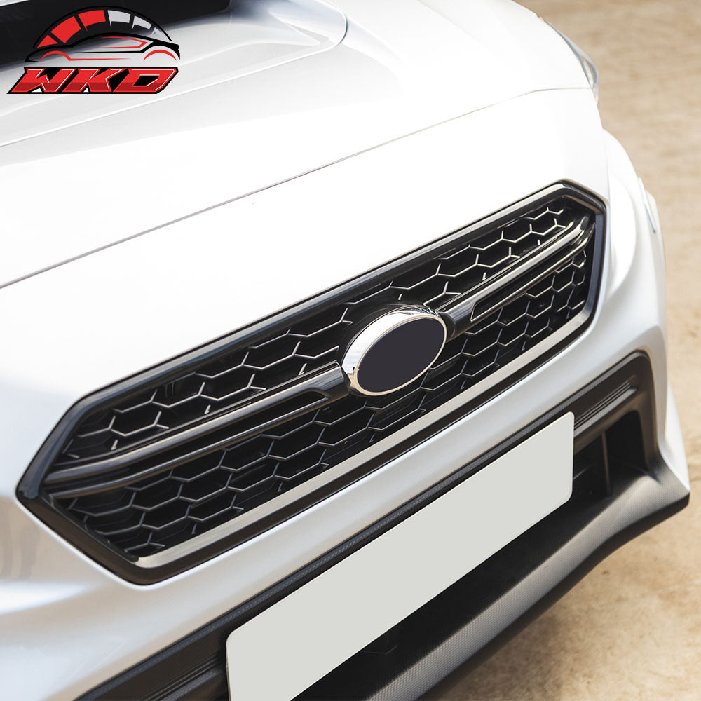 Fits 18-21 Subaru WRX Sedan STI Style Front Bumper Upper Grille Gloss Black ABS