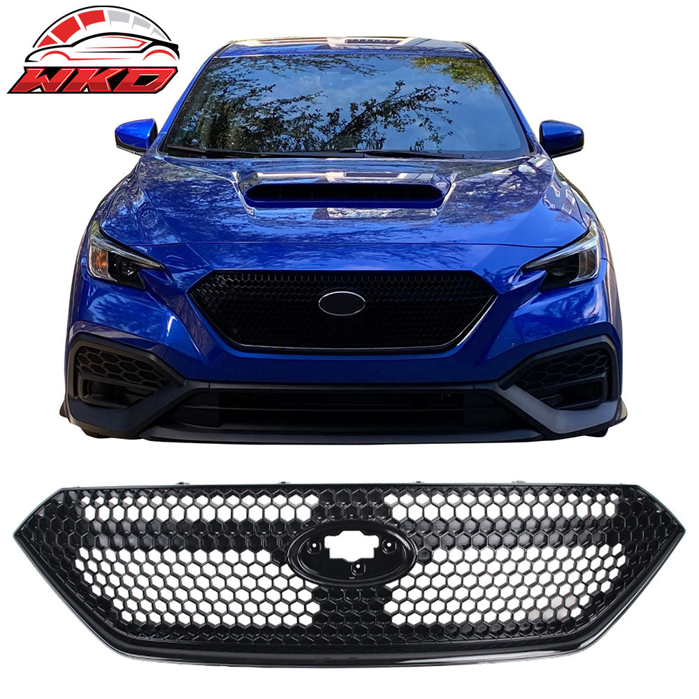 Fits 22-25 Subaru WRX Honeycomb Style Front Bumper Upper Grille ABS Gloss Black