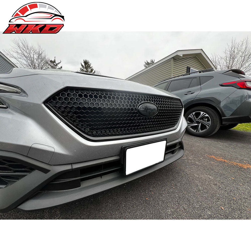 Fits 22-25 Subaru WRX Honeycomb Style Front Bumper Upper Grille ABS Gloss Black