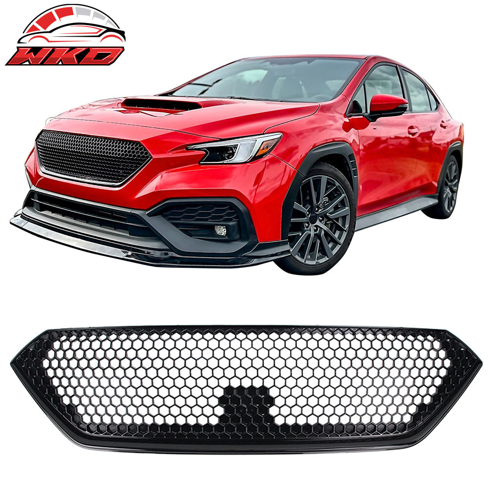 Fits 22-25 Subaru WRX 4DR Sport Style Front Bumper Upper Grille ABS Gloss Black