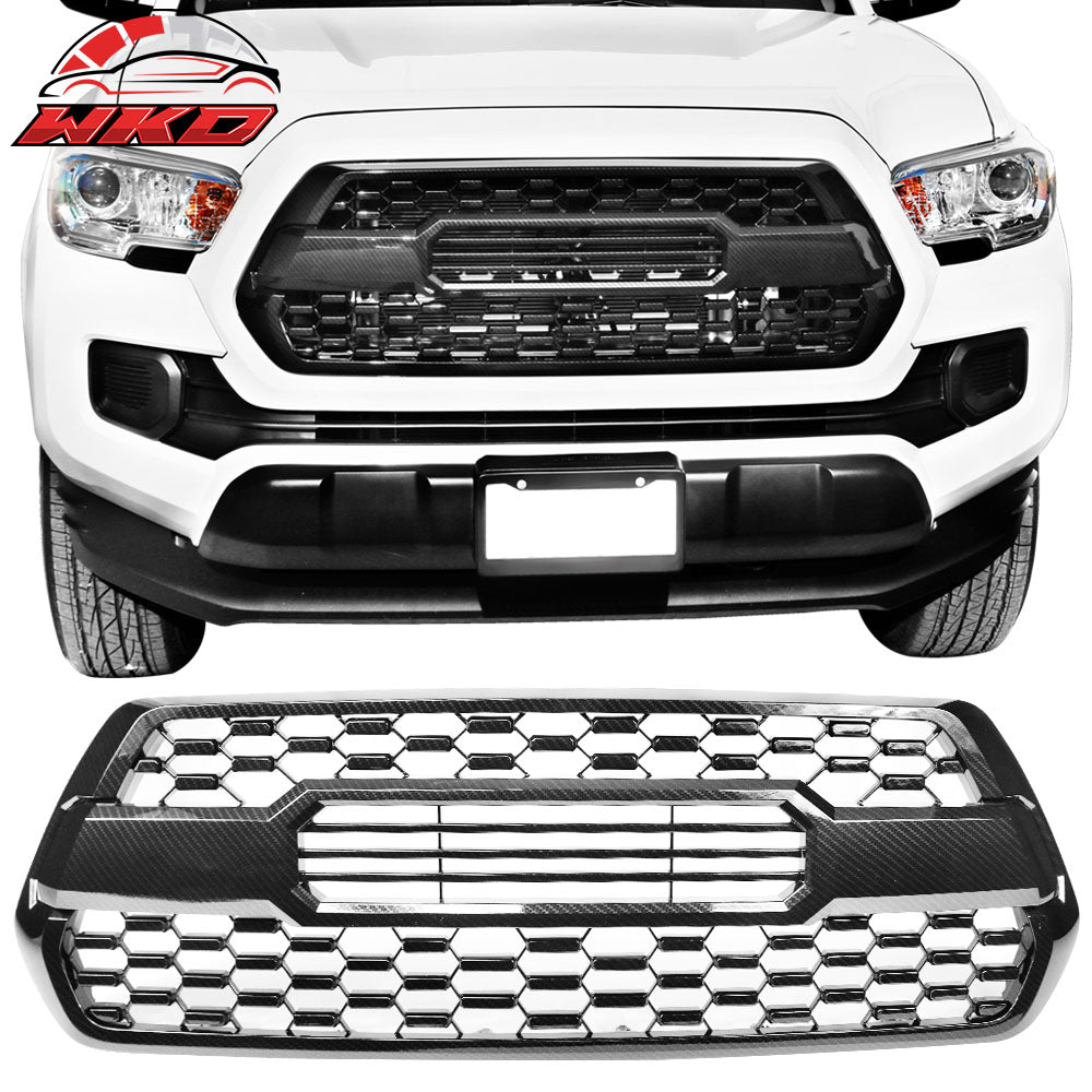 Fits 16-23 Toyota Tacoma Front Hood Bumper Grille Mesh Insert Carbon Print