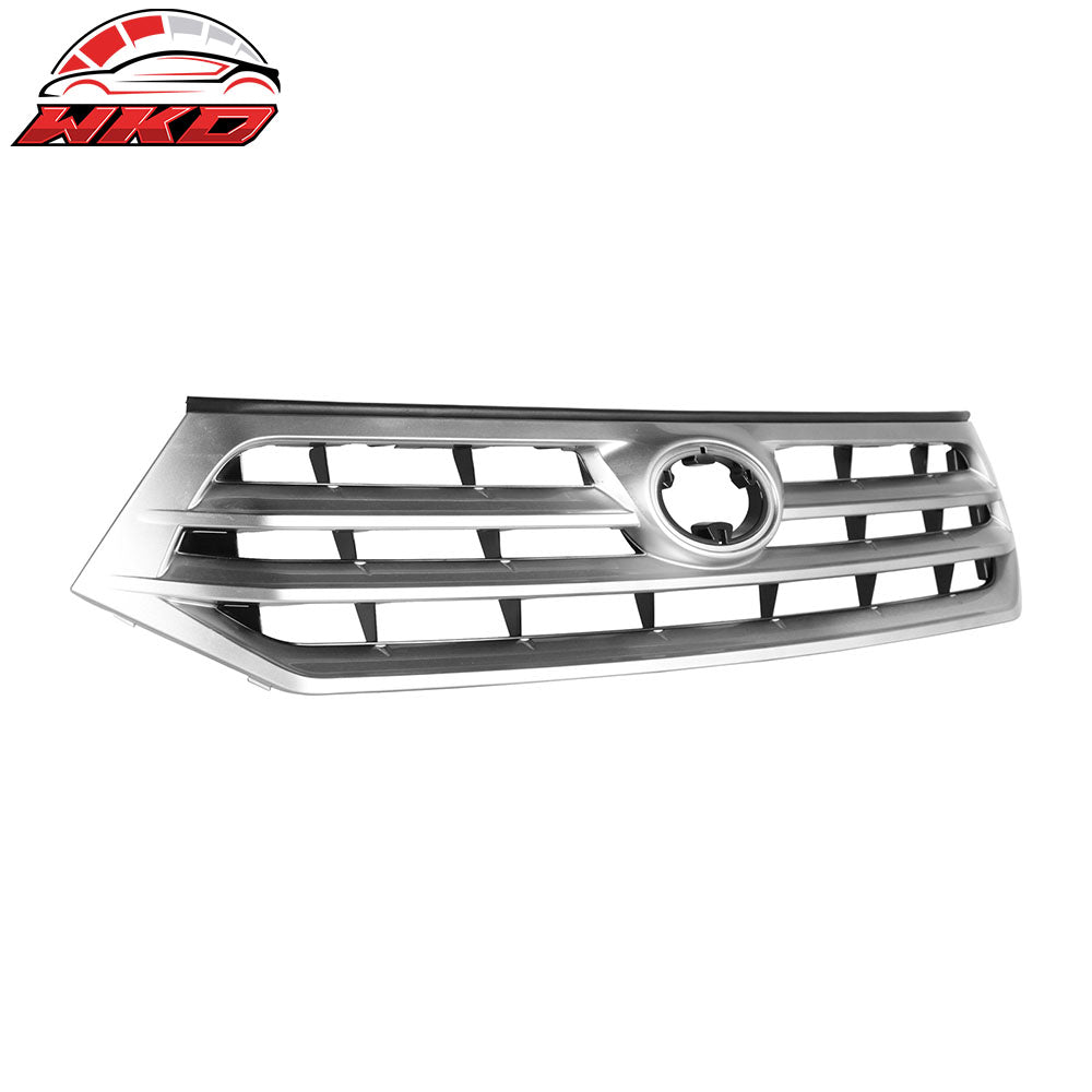 Fits 11-13 Toyota Highlander OE Style Front Bumper Upper Grille Cover Silver ABS
