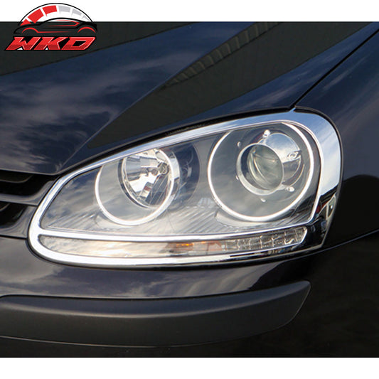 For 06-09 Volkswagen Golf 5& Rabbit Chrome Front Headlight Bezel Covers Pair ABS | Wholesale