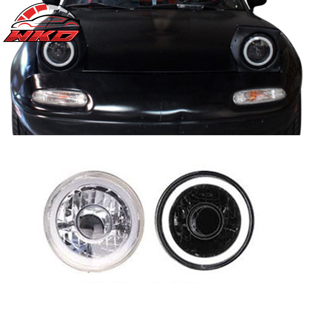 Universal 7" Round Chrome With White CCFL Halo LED Headlight Conversion 2PCS