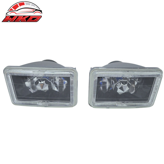 4X6 Square H4 Headlight Lamp W/Halo Halogen Bulb W/Clear Lens Diamond Cut Style | Wholesale