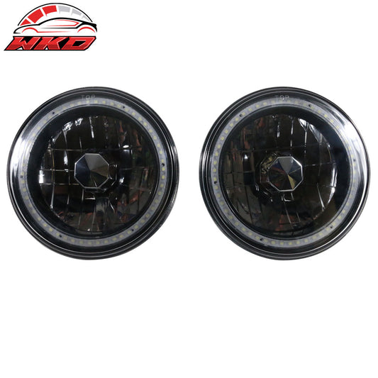 Wholesale 7" H6024 6014 Halogen White LED Halo Ring H4 Light Bulb Angel Eye Headlight Lamp