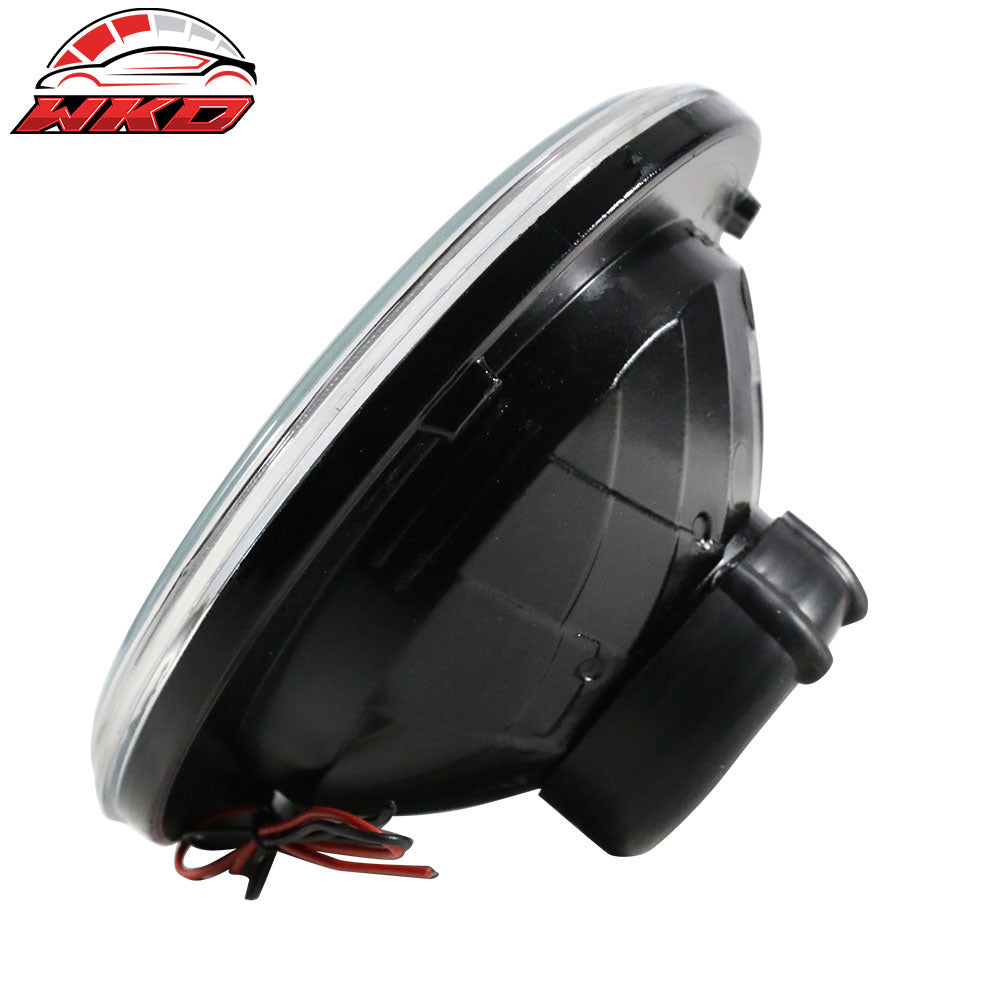 7" H6024 6014 Halogen White LED Halo Ring H4 Light Bulb Angel Eye Headlight Lamp