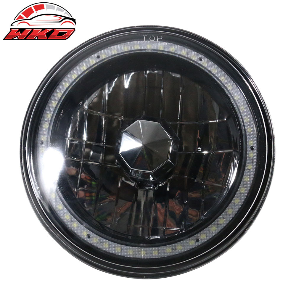 7" H6024 6014 Halogen White LED Halo Ring H4 Light Bulb Angel Eye Headlight Lamp