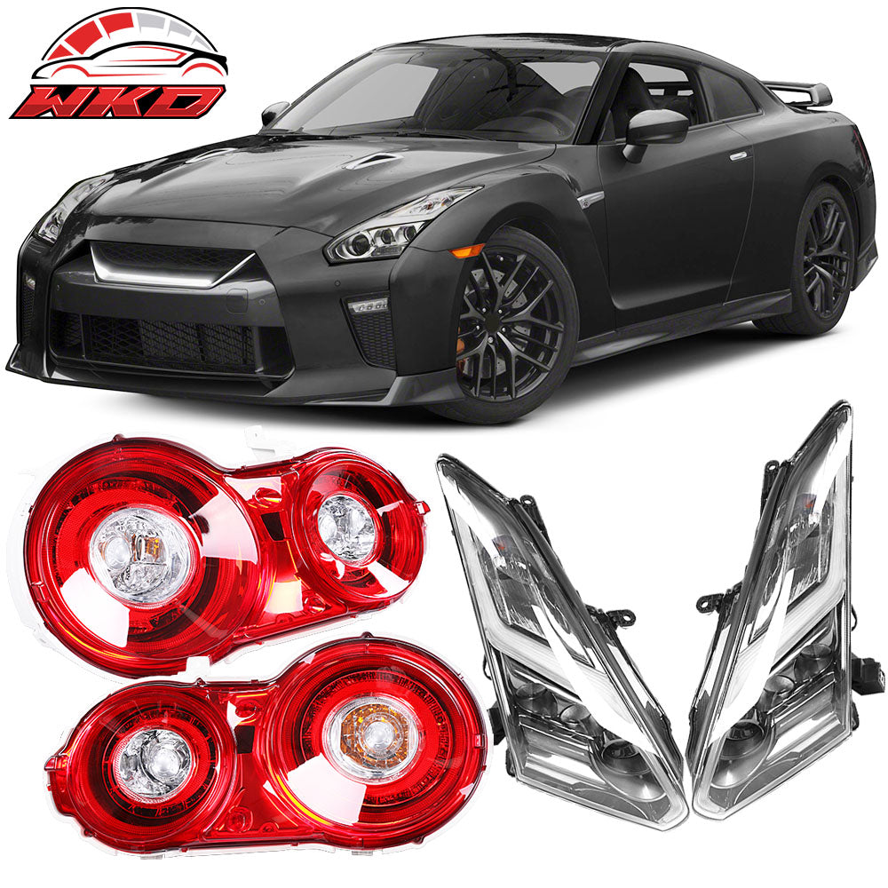 Fits 09-24 Nissan GTR R35 OE Factory Style LED Headlights + Brake Tail Light 4PC
