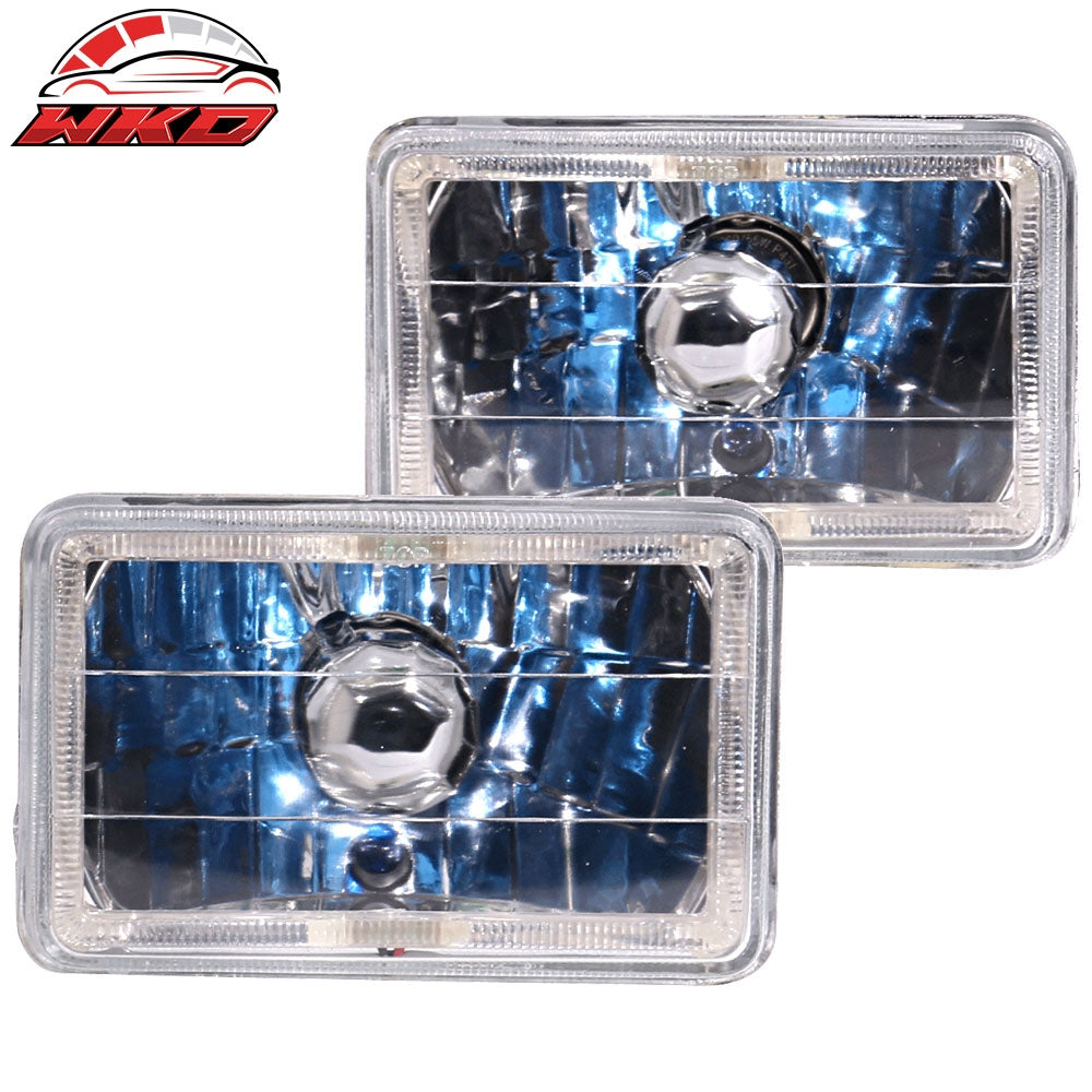 Wholesale 6x4 Inch White Halo H4 Bulb Sealed Beam Square Projector Headlight Headlamp 2PCS - Wikond Auto