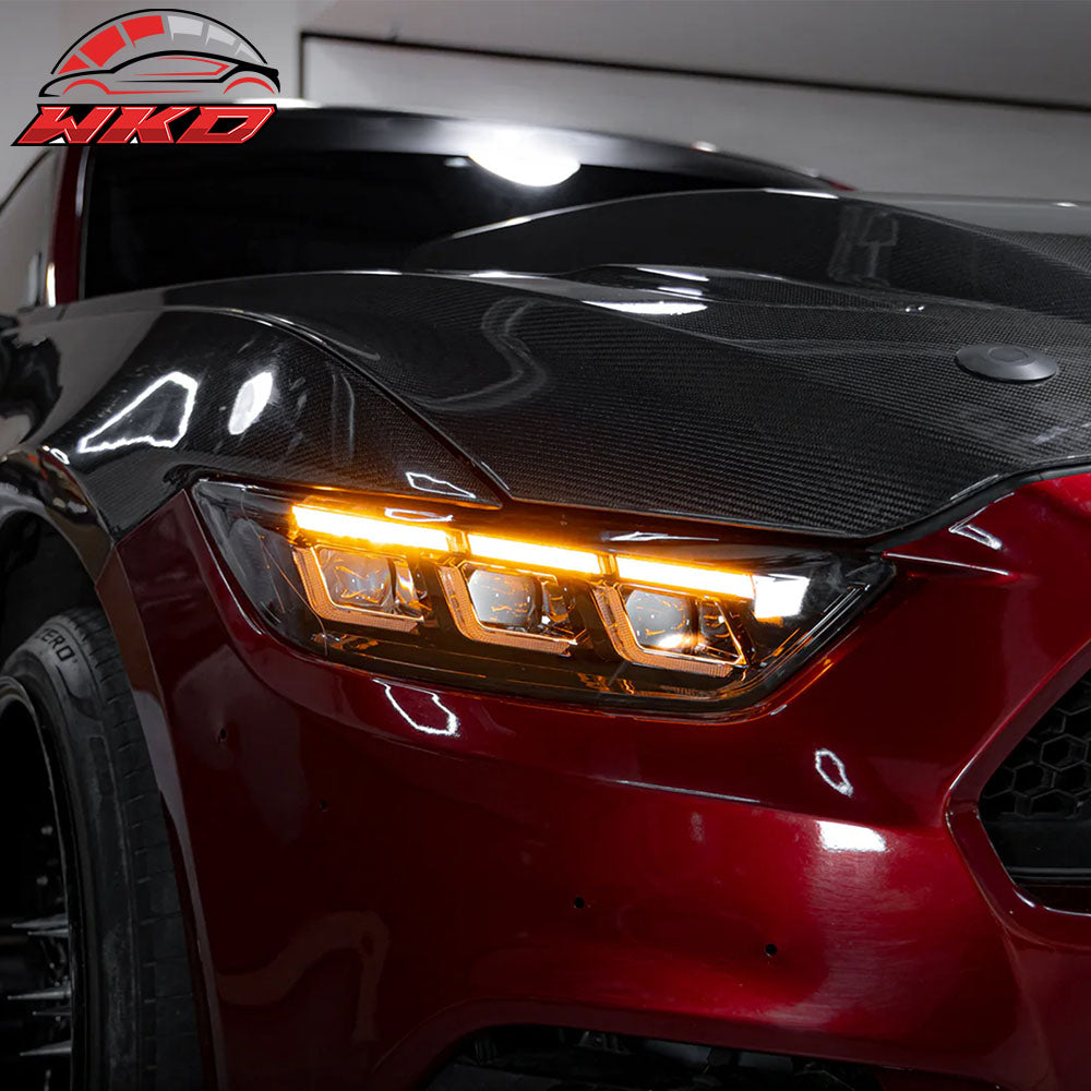 Fits 15-22 Ford Mustang Shelby 2024 Style LED Bulb Headlights Lamp Pair