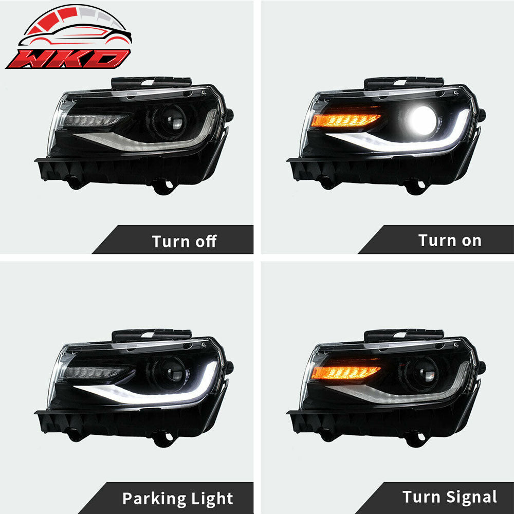 Fits 14-15 Chevrolet Camaro 6th Gen Style Projector Head Lamp DRL LED Headlights