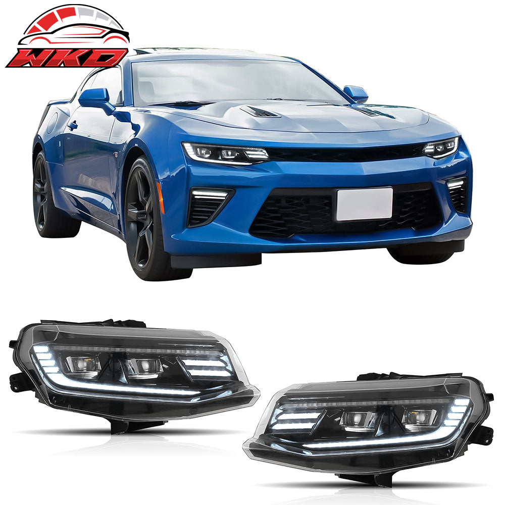 Fits 16-18 Chevrolet Camaro DRL LED Projector Headlights Front Lamps Assembly