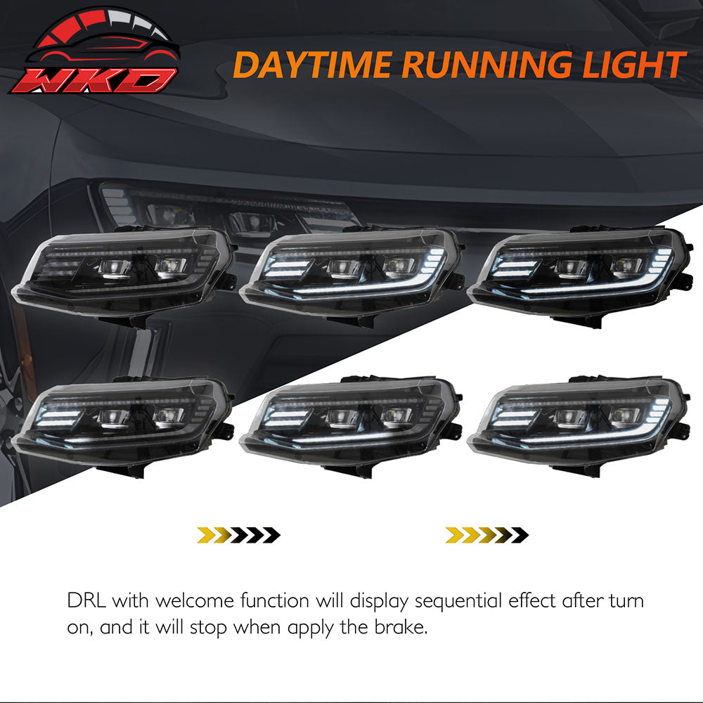 Fits 16-18 Chevrolet Camaro DRL LED Projector Headlights Front Lamps Assembly