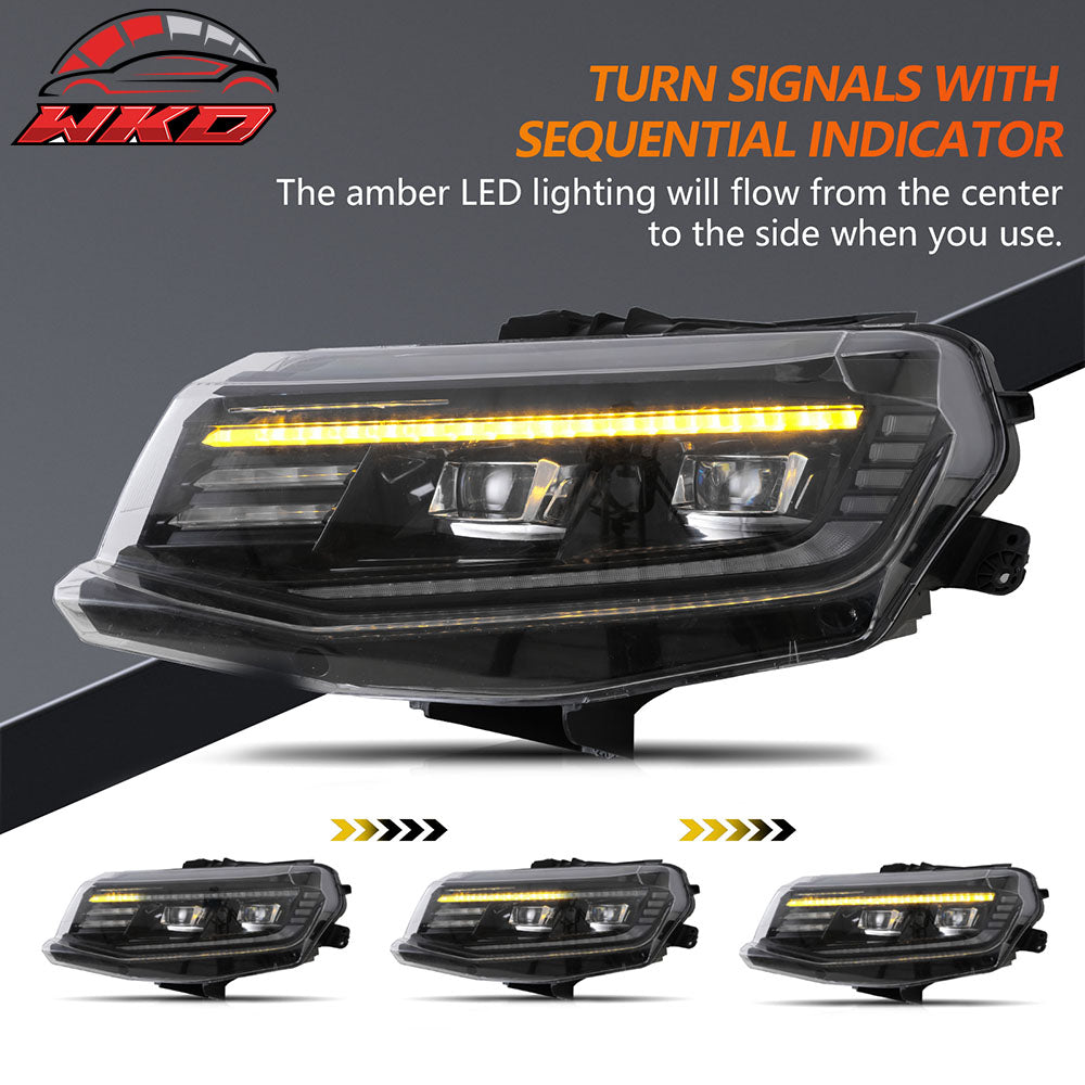 Fits 16-18 Chevrolet Camaro DRL LED Projector Headlights Front Lamps Assembly