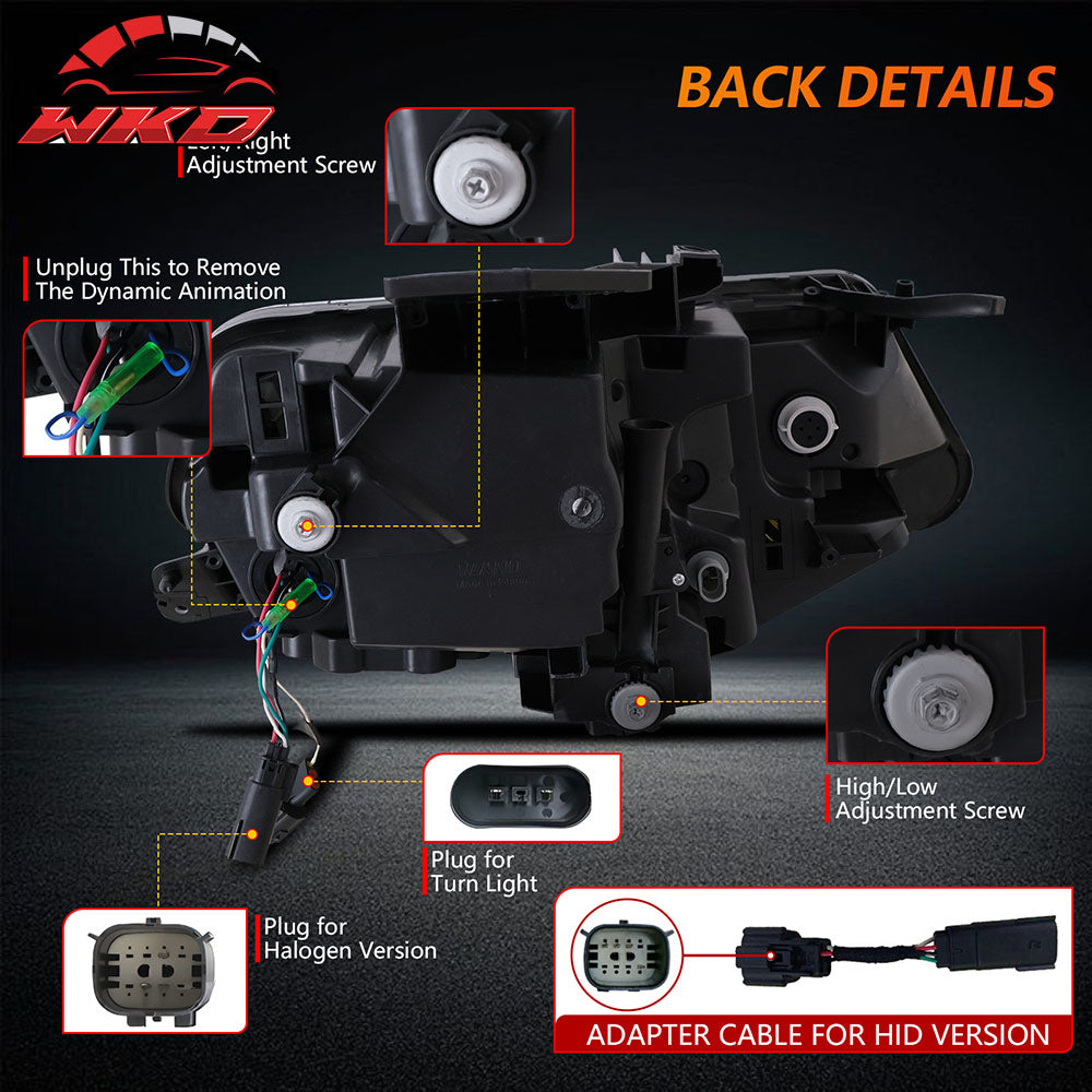 Fits 16-18 Chevrolet Camaro DRL LED Projector Headlights Front Lamps Assembly